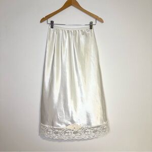 Christian Dior Vintage White Satin & Lace Slip Skirt 27 in Long Women’s Large